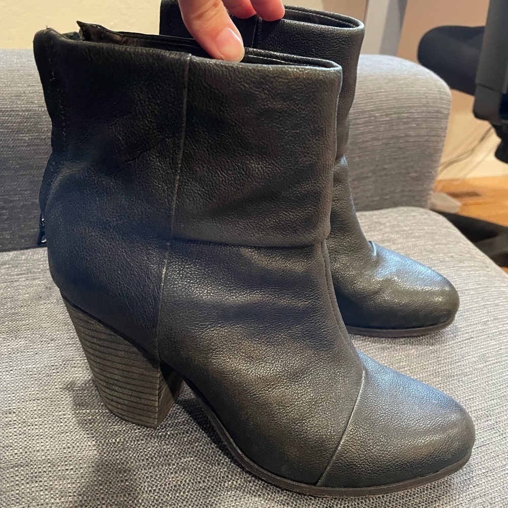 Black leather Rag and Bone heeled boots